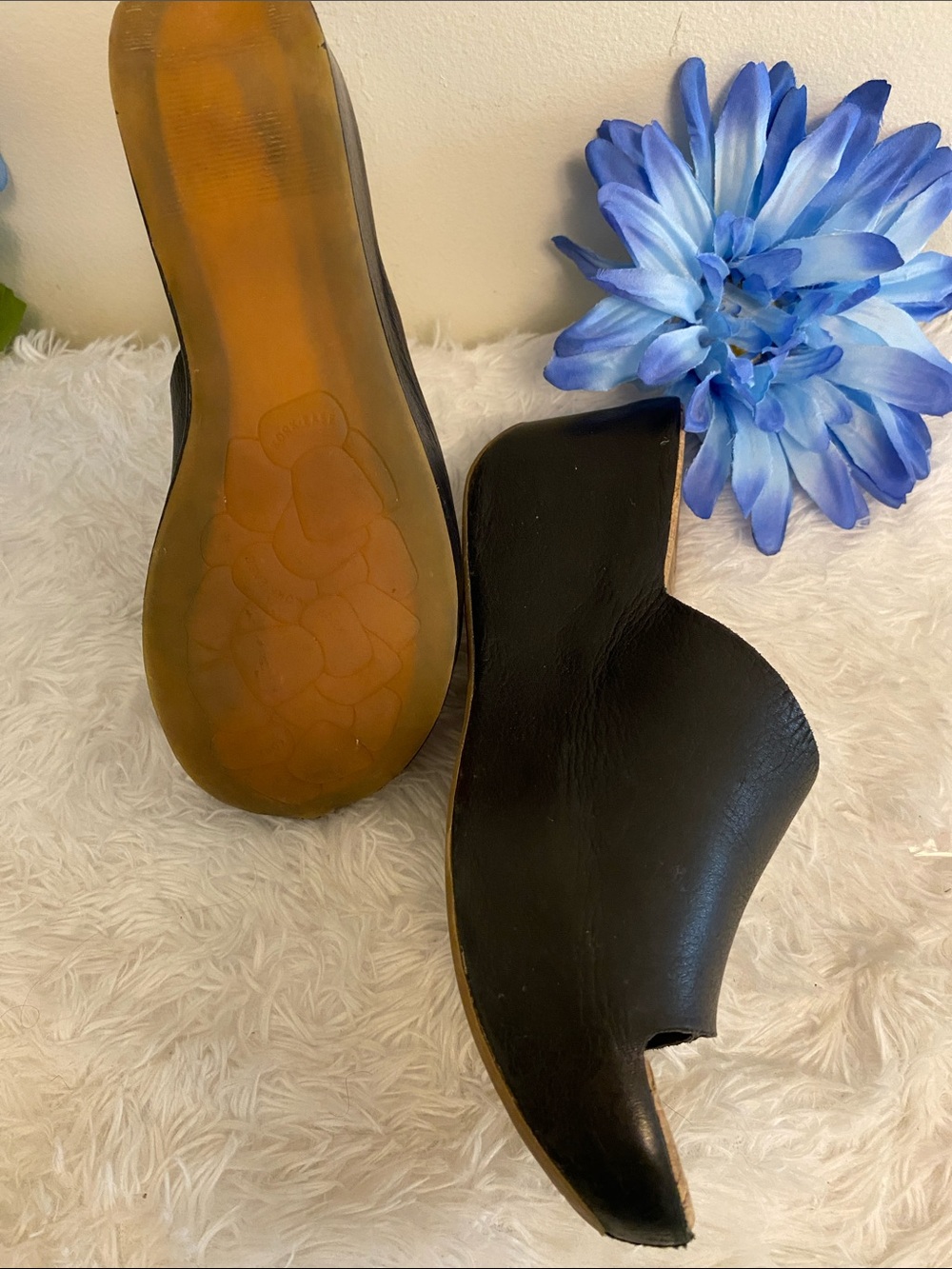 Kork-Ease Black Leather Cork Wedge Mules sz 7m - Picture 6 of 12